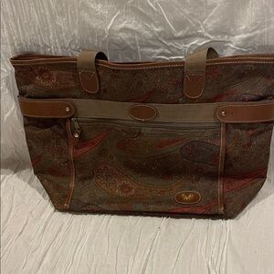 Diane Von Furstenberg Paisley Brown and Tan carry on tote Bag
